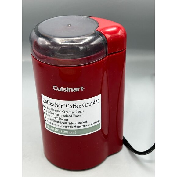 Cuisinart Coffee Bar Coffee Grinder Red Model DCG-20NR Stainless Blades & Bowl - Picture 13 of 13